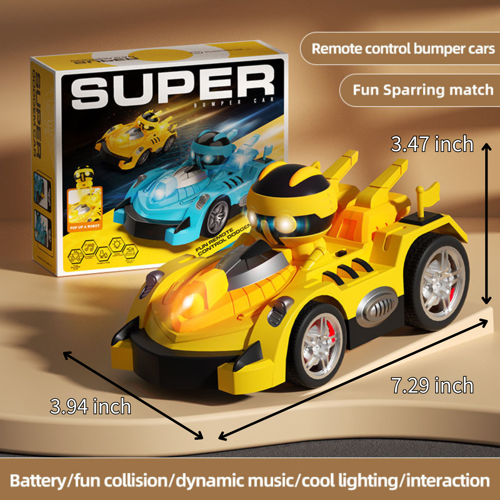 Battle RC Bumper Cars - Exciting Racing Game with Lights, Music and Ejecting Robots for Kids