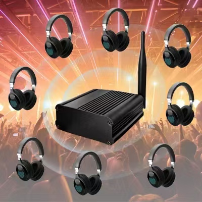 10pcs Bundle Wireless Silent Disco LED Flashing Light Headphones with 1 Transmitter 500m Distance