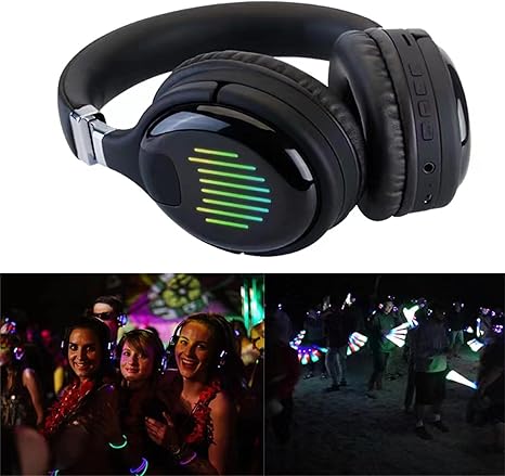 10pcs Bundle Wireless Silent Disco LED Flashing Light Headphones with 1 Transmitter 500m Distance