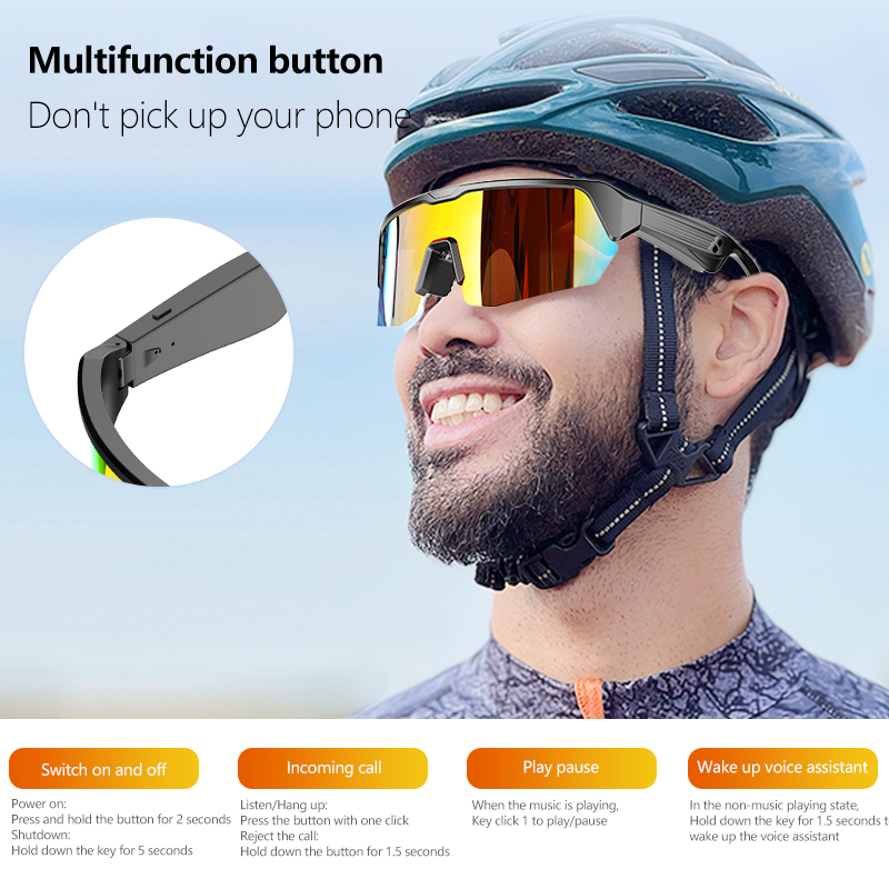 Wholesale Outdoor Sports Smart Sunglasses Fashion Bluetooth Cycling Goggles for Listening to Music & Making Calls