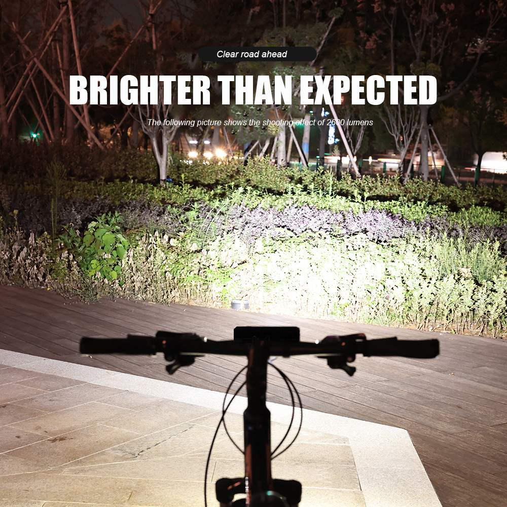 Bike Front Light USB rechargeability Aluminum Headlight 2600 Lumens High Bright Night Riding Outdoor Cycling Lights Equipment