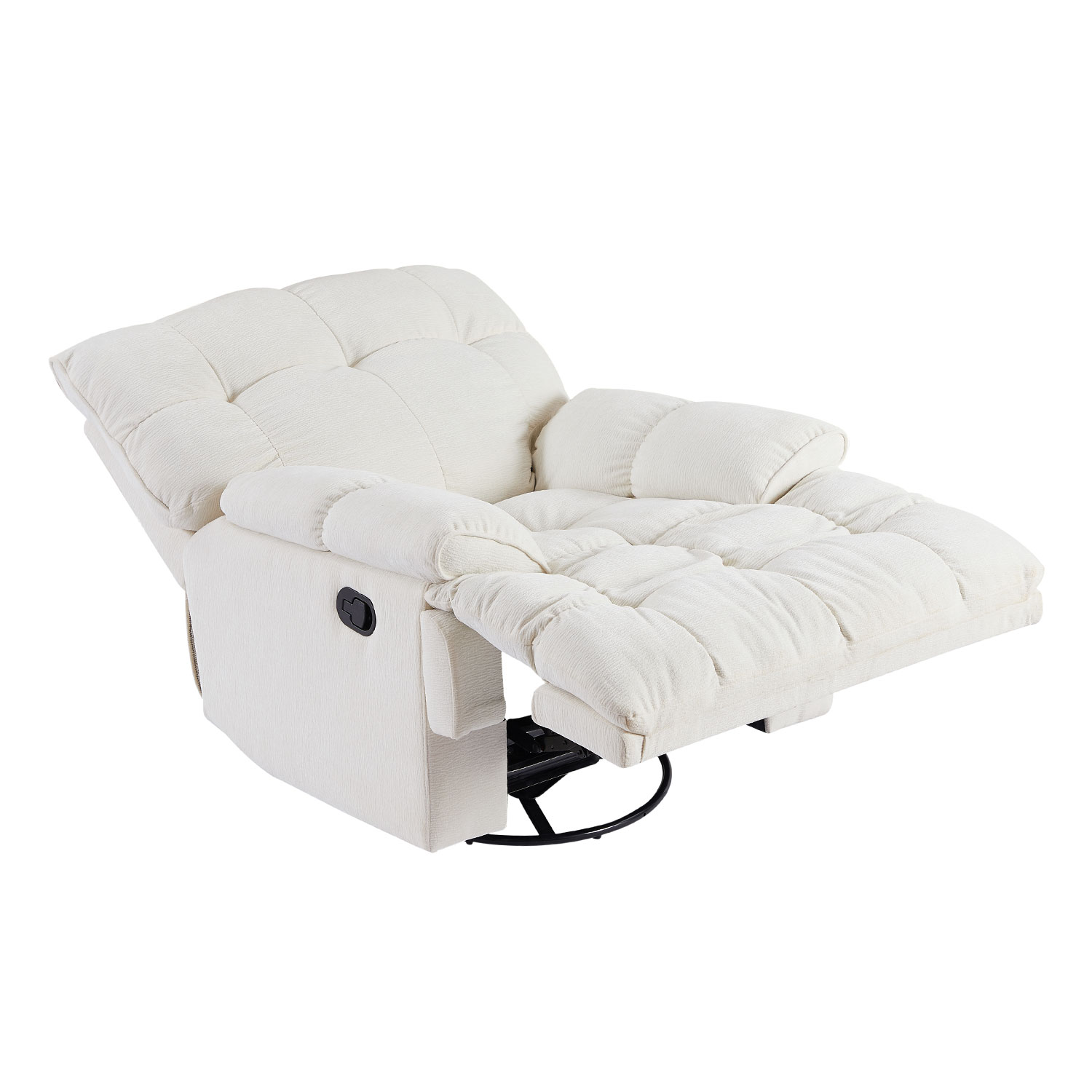 360 Degree Swivel Fabric Single Sofa Heavy Duty Reclining Chair for Living Room, Cream 